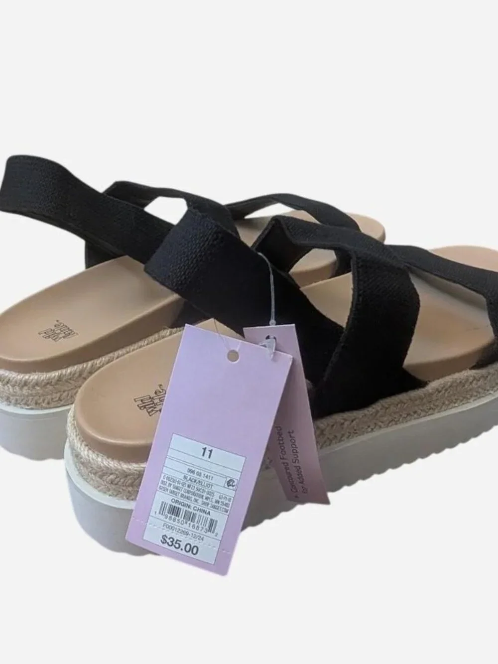 Women's Black and Cream Platform Strap Sandals